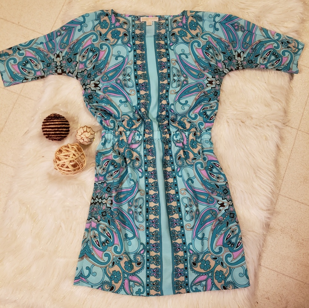 Michael Kors Blue Multi Color Paisley Dress